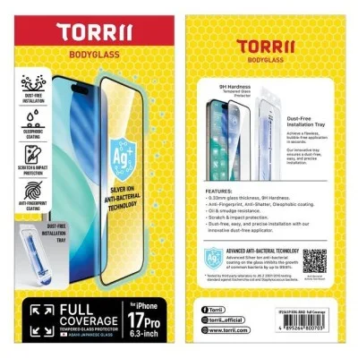 Torrii Bodyglass For Iphone 17 Pro (6.3&rdquo;) Anti-Bacterial &ndash; Full Coverage